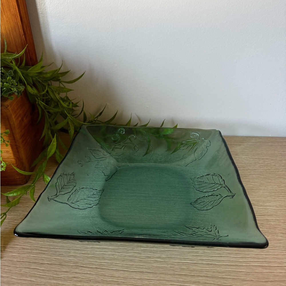 Elegant Green Glass Serving Plate